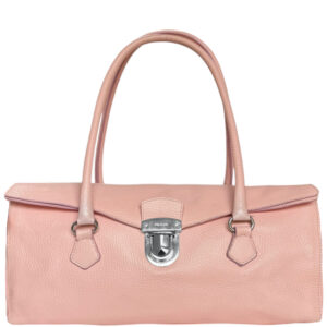 Vintage Prada Leather Buckle Shoulder Bag in Baby Pink / Silver | NITRYL