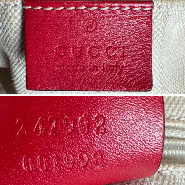 Gucci Monogram 2-Way Shoulder Bag in Beige / Red / Gold - Image 7