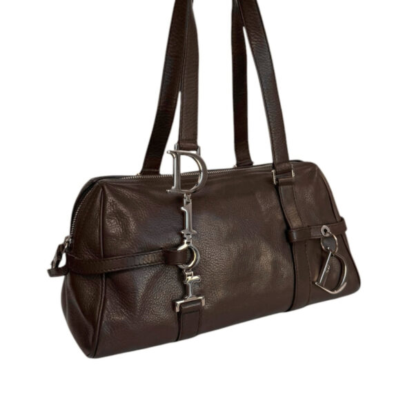 Dior Leather Logo Strap Shoulder Bag in Brown / Silver - Image 2