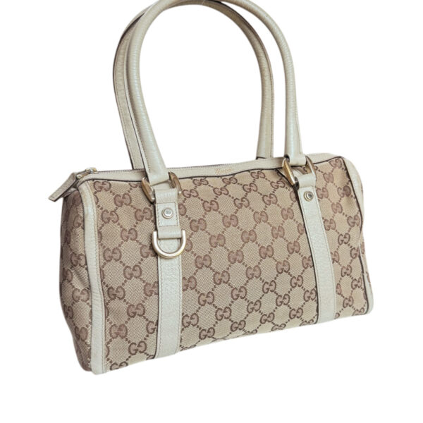 Gucci Monogram Shoulder Boston Bag in Beige / Cream / Gold - Image 2