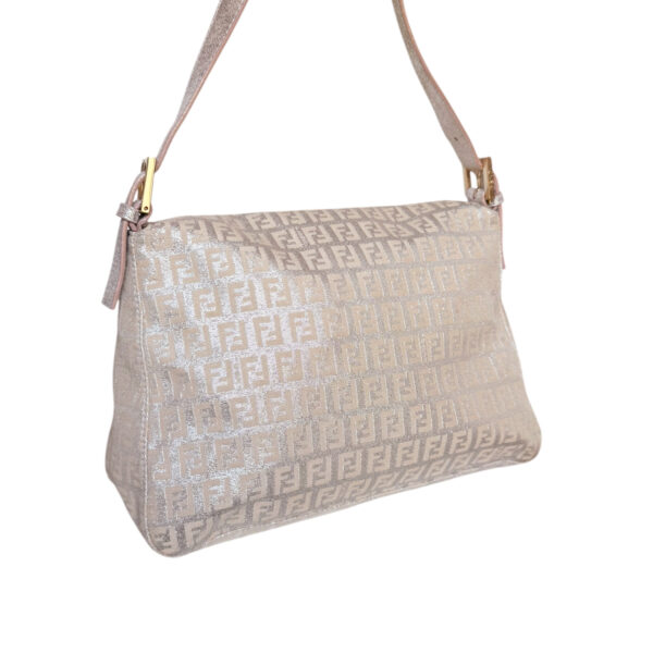 Fendi Monogram Metallic Mamma Shoulder Baguette Bag in Pink / Silver / Gold - Image 4