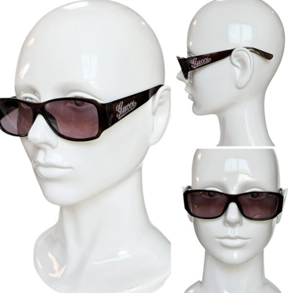 Gucci Diamante Logo Chunky Sunglasses in Maroon / Pink - Image 4