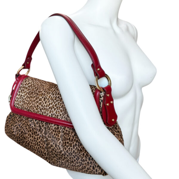 Fendi Leopard Print Calfskin Chef Shoulder Bag in Brown / Red / Gold - Image 10