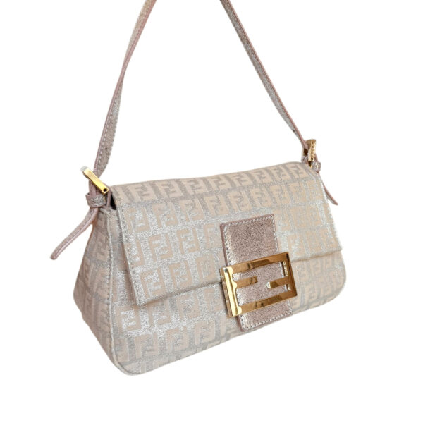 Fendi Monogram Metallic Mini Mamma Shoulder Baguette Bag in Pink / Silver / Gold - Image 2