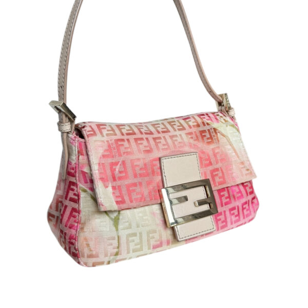 Fendi Monogram Flower Mini Mamma Shoulder Baguette Bag in Nude / Pink / Gold - Image 2