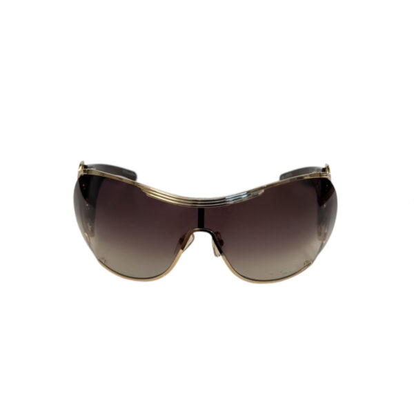 Dior Logo Wraparound Sunglasses in Brown / Gold - Image 2