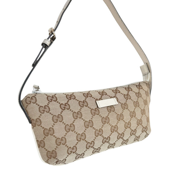 Gucci Monogram Pochette Shoulder Bag in Beige / White / Gold - Image 2