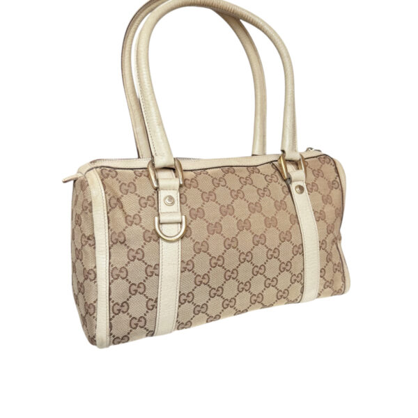Gucci Monogram Shoulder Boston Bag in Beige / Cream / Gold - Image 4