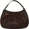 Vintage Gucci Monogram Leather Hobo Shoulder Bag in Brown / Gold | NITRYL
