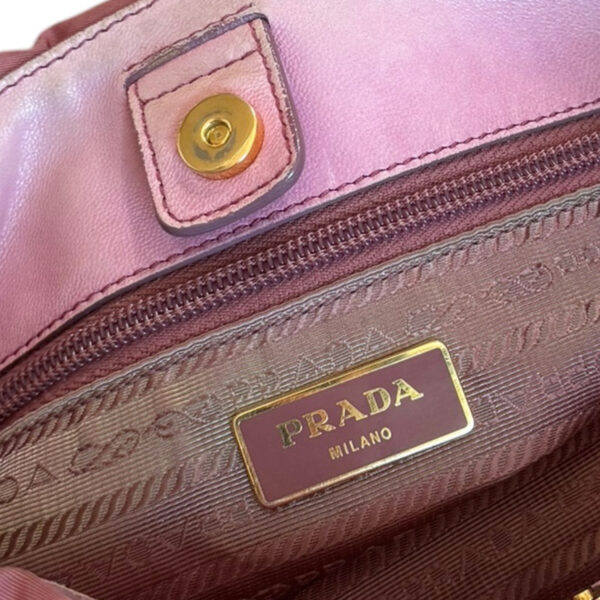 Prada Bow Logo Nylon Shoulder Bag in Pink / Gold - Image 8