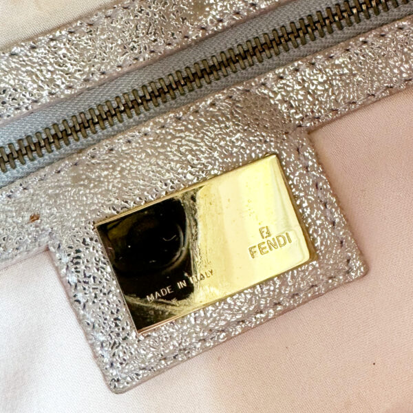 Fendi Monogram Metallic Mamma Shoulder Baguette Bag in Pink / Silver / Gold - Image 7