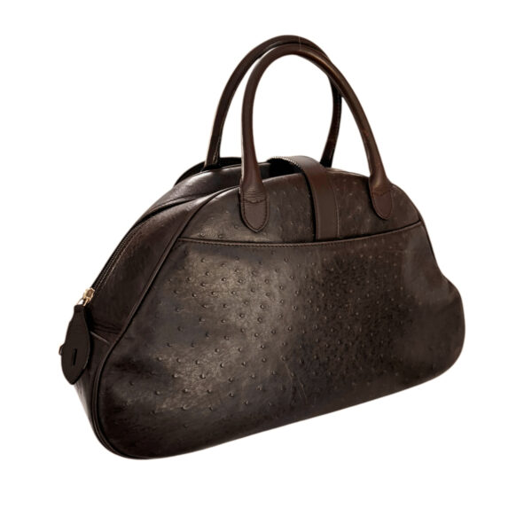 Dior Ostrich Leather Double Saddle Bag in Brown / Gold - Image 4