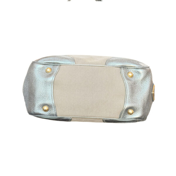 Prada Logo Canvas Cargo Shoulder Bag in Beige / Metallic Silver / Gold - Image 5