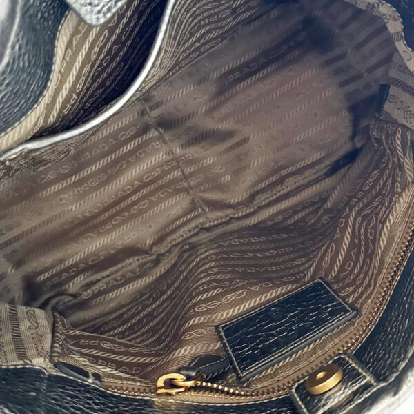 Prada Logo Canvas Cargo Shoulder Bag in Beige / Metallic Silver / Gold - Image 6