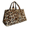 Prada Leopard Print Calfskin Canapa Tote Bag in Beige / Brown / Gold - Image 2