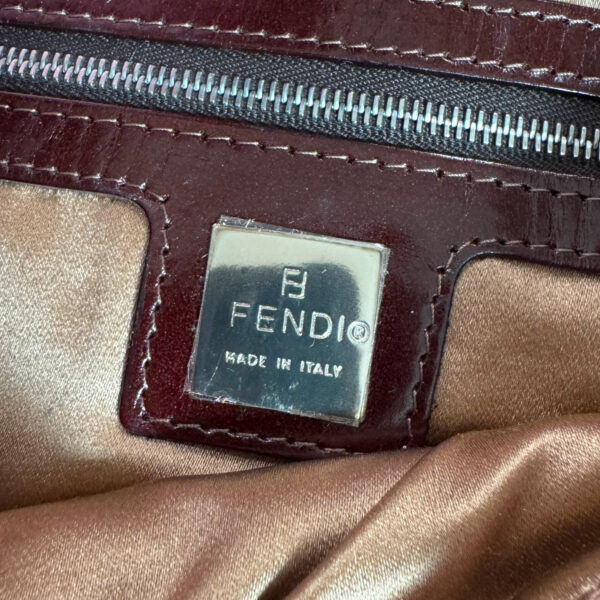 Fendi Cow Print Calfskin Shoulder Baguette Bag in Pink / Brown / Silver - Image 7