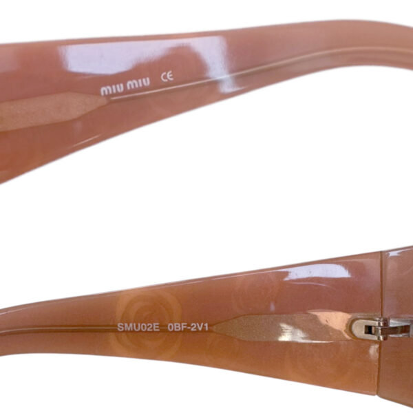Miu Miu Logo Rose Wraparound Sunglasses in Pink - Image 3