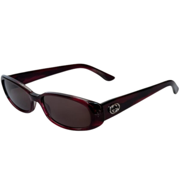 Vintage Gucci GG Logo Chunky Sunglasses in Maroon / Silver | NITRYL