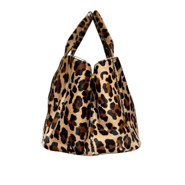 Prada Leopard Print Calfskin Canapa Tote Bag in Beige / Brown / Gold - Image 3