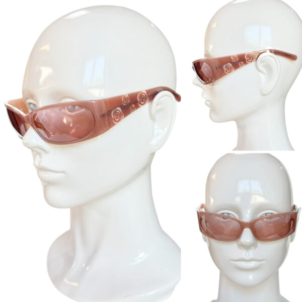 Miu Miu Logo Rose Wraparound Sunglasses in Pink - Image 4