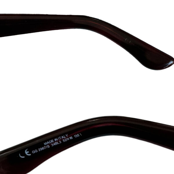 Gucci GG Logo Chunky Sunglasses in Maroon Red / Silver - Image 3