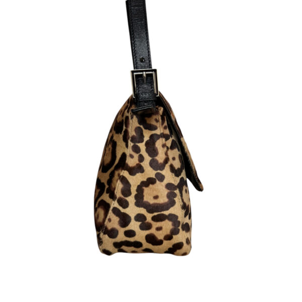 Fendi Leopard Print Calfskin Shoulder Mamma Baguette Bag in Brown / Black / Silver - Image 3