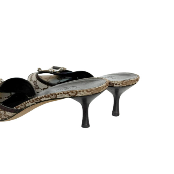 Gucci Monogram Buckle Heels in Beige / Brown / Silver UK 3.5 - Image 4