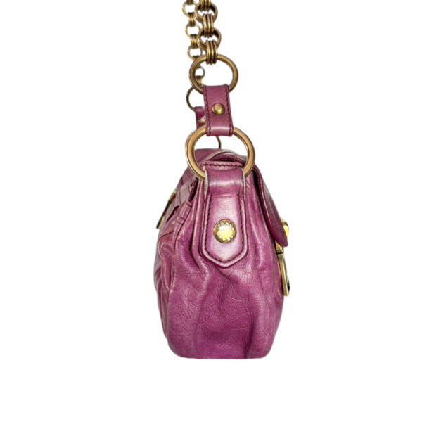Prada Buckle Zip Leather Shoulder Bag in Pink / Gold - Image 3
