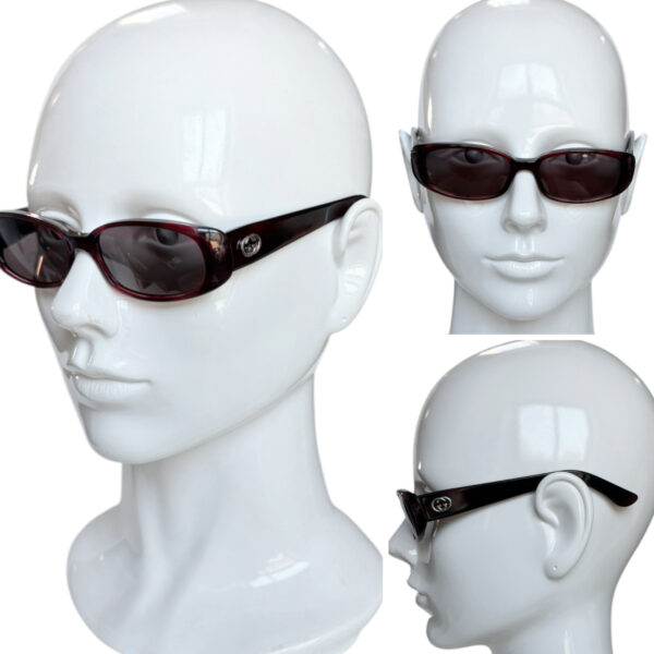 Gucci GG Logo Chunky Sunglasses in Maroon Red / Silver - Image 4