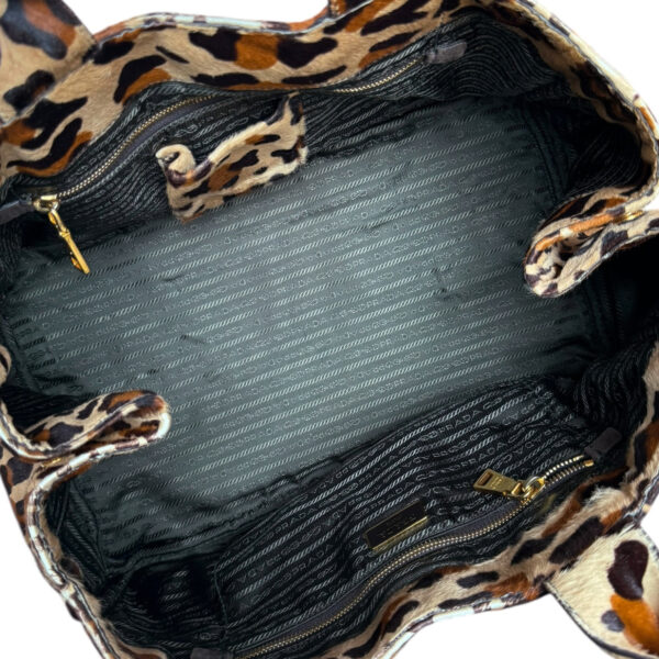 Prada Leopard Print Calfskin Canapa Tote Bag in Beige / Brown / Gold - Image 7