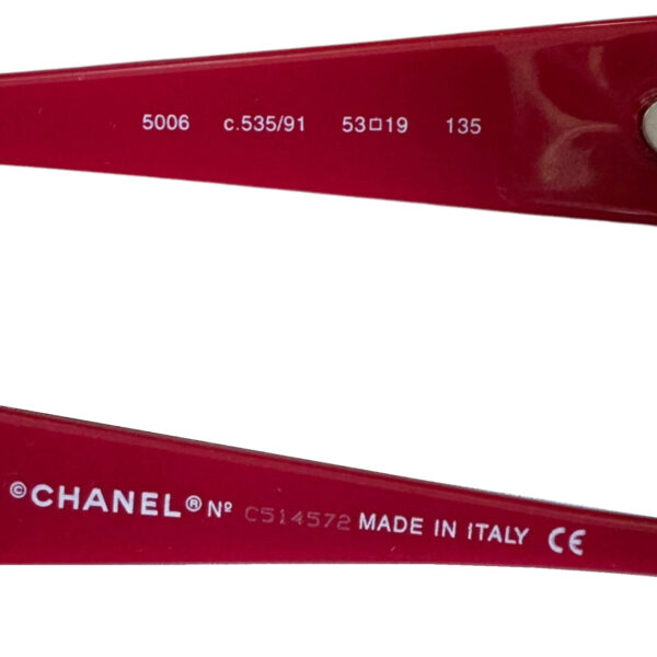 Chanel Logo Chunky Sunglasses in Black / Red - Image 3