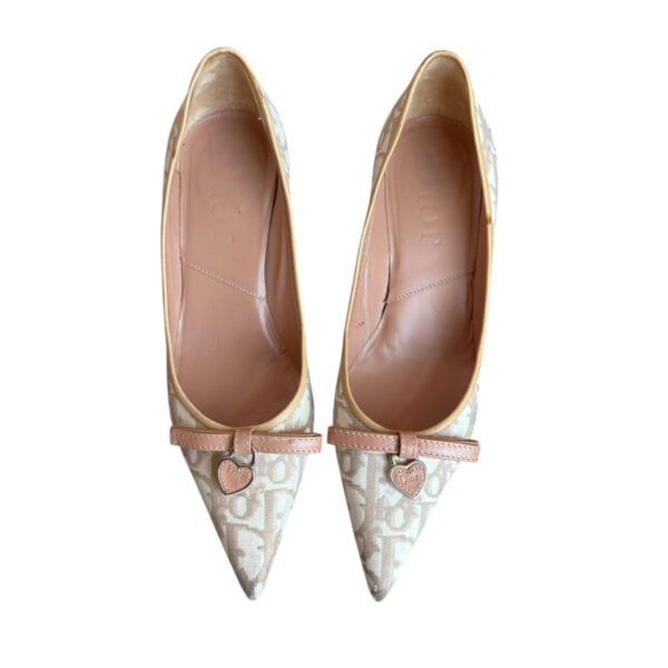 Dior Monogram Heart Heels in Beige / Nude UK 4 - Image 4
