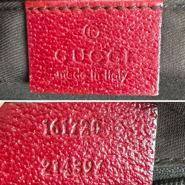 Gucci Monogram Bow Canvas Shoulder Bag in Beige / Red / Gold - Image 9