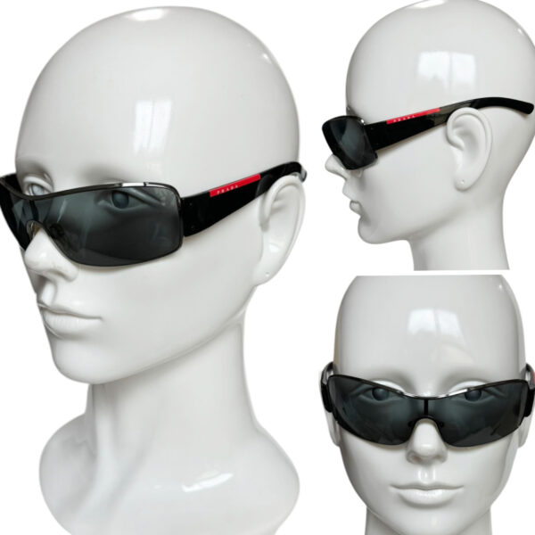 Prada Sport Wraparound Sunglasses in Black / Silver - Image 4