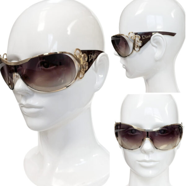 Dior Logo Wraparound Sunglasses in Brown / Gold - Image 4
