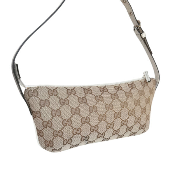 Gucci Monogram Pochette Shoulder Bag in Beige / White / Gold - Image 4