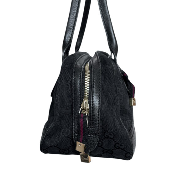 Gucci Monogram Bow Canvas Shoulder Bag in Black / Gold - Image 3
