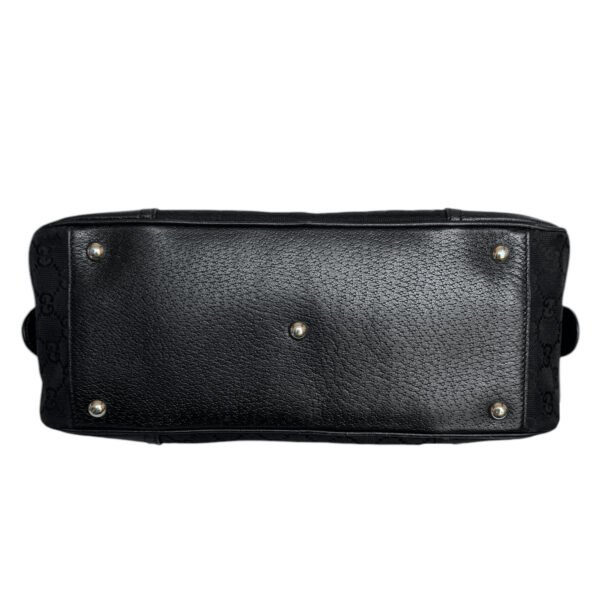 Gucci Monogram Bow Canvas Shoulder Bag in Black / Gold - Image 5