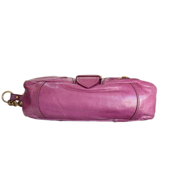 Prada Buckle Zip Leather Shoulder Bag in Pink / Gold - Image 5