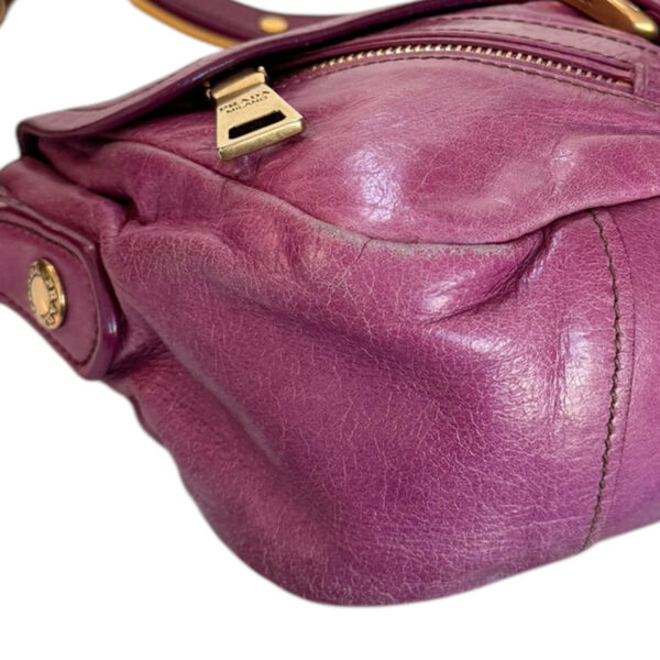 Prada Buckle Zip Leather Shoulder Bag in Pink / Gold - Image 6