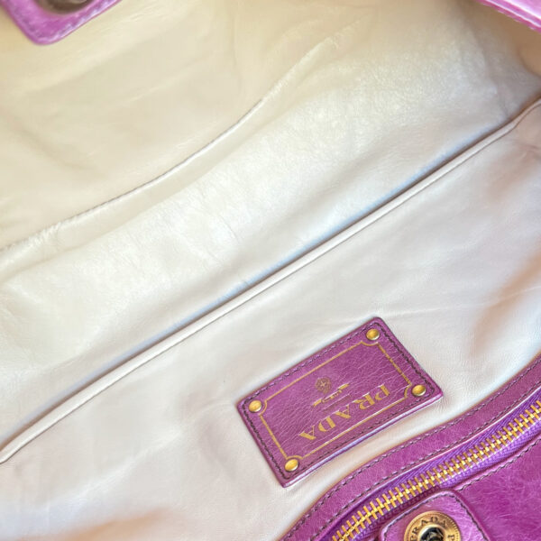 Prada Buckle Zip Leather Shoulder Bag in Pink / Gold - Image 7