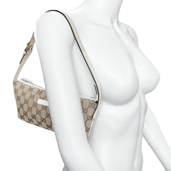 Gucci Monogram Pochette Shoulder Bag in Beige / White / Gold - Image 8