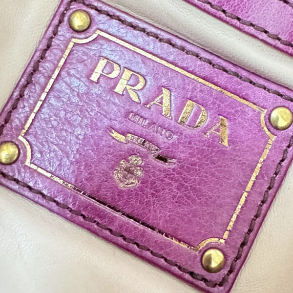 Prada Buckle Zip Leather Shoulder Bag in Pink / Gold - Image 8