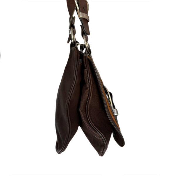 Dior Gaucho Leather Saddle Shoulder Bag in Dark Brown / Tan / Silver - Image 3