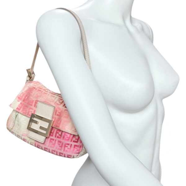 Fendi Monogram Flower Mini Mamma Shoulder Baguette Bag in Nude / Pink / Gold - Image 8