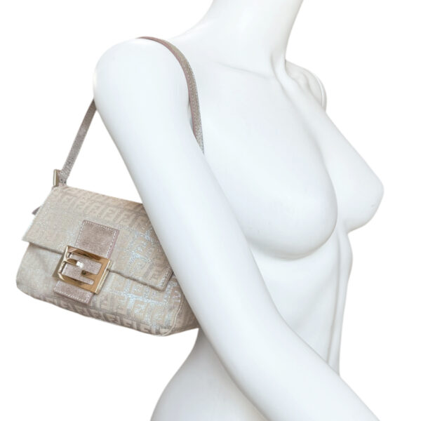 Fendi Monogram Metallic Mini Mamma Shoulder Baguette Bag in Pink / Silver / Gold - Image 9