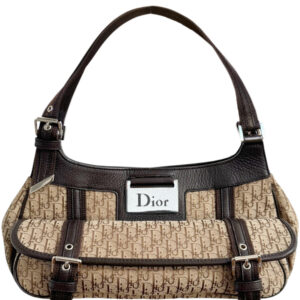 Vintage Dior Monogram Pocket Columbus Shoulder Bag in Beige / Brown / Silver | NITRYL