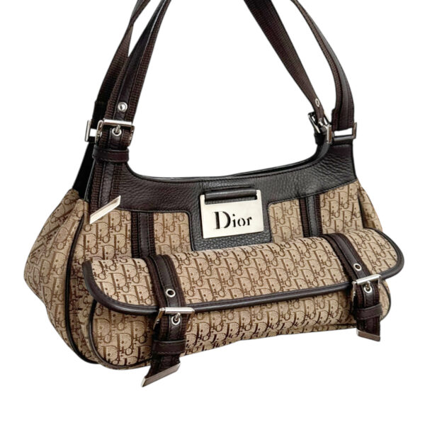 Dior Monogram Pocket Columbus Shoulder Bag in Beige / Brown / Silver - Image 2