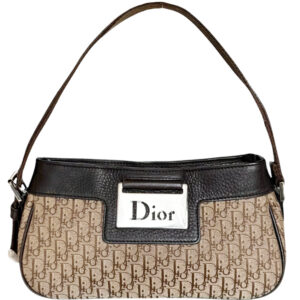Vintage Vintage Dior Monogram Mini Columbus Shoulder Bag in Beige / Brown / Silver | NITRYL