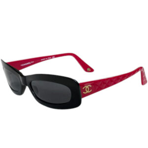 Vintage Chanel Logo Chunky Sunglasses in Black / Red | NITRYL